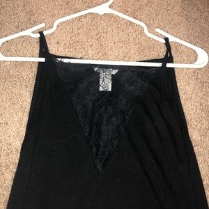Black lace cut out tank top